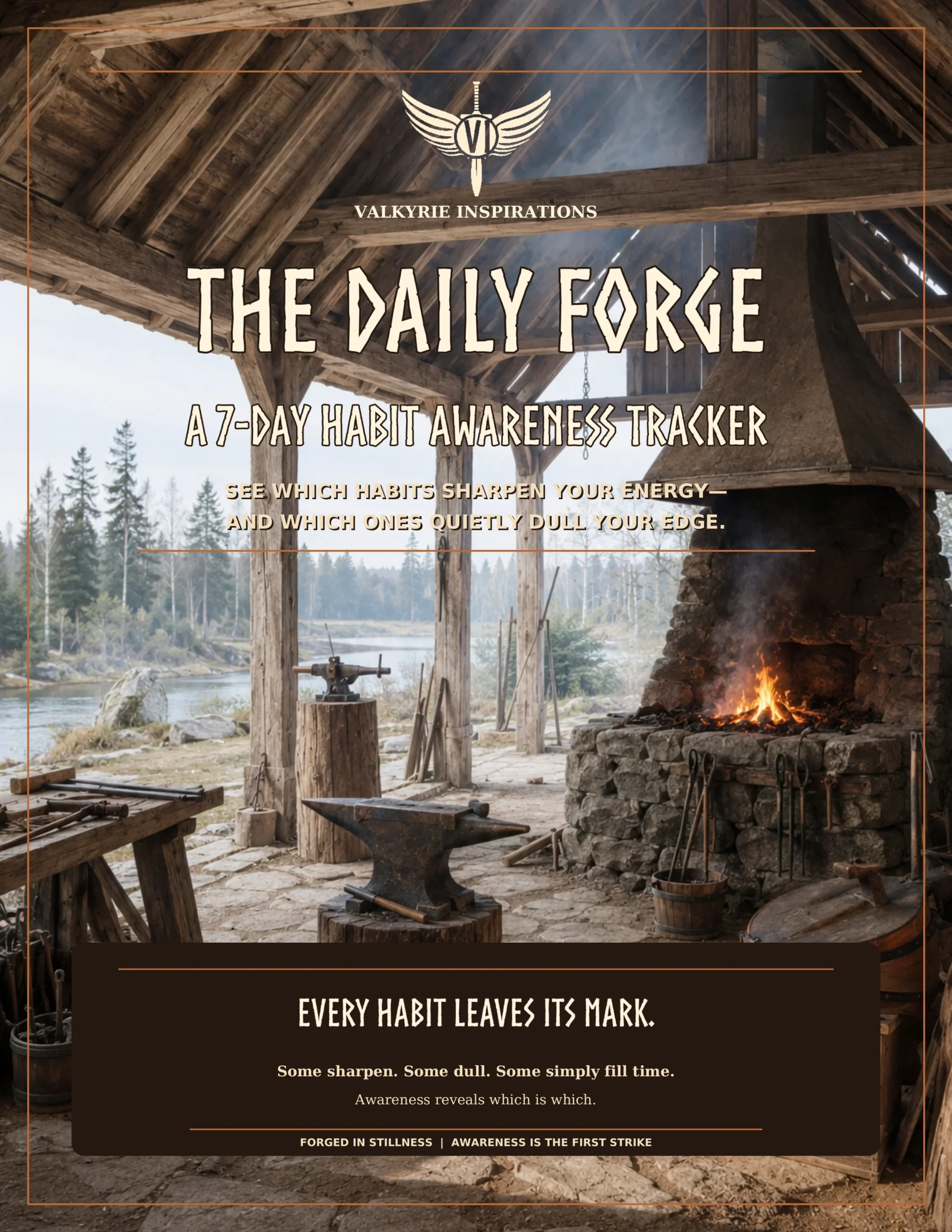 Cover of The Daily Forge seven-day habit-awareness tracker